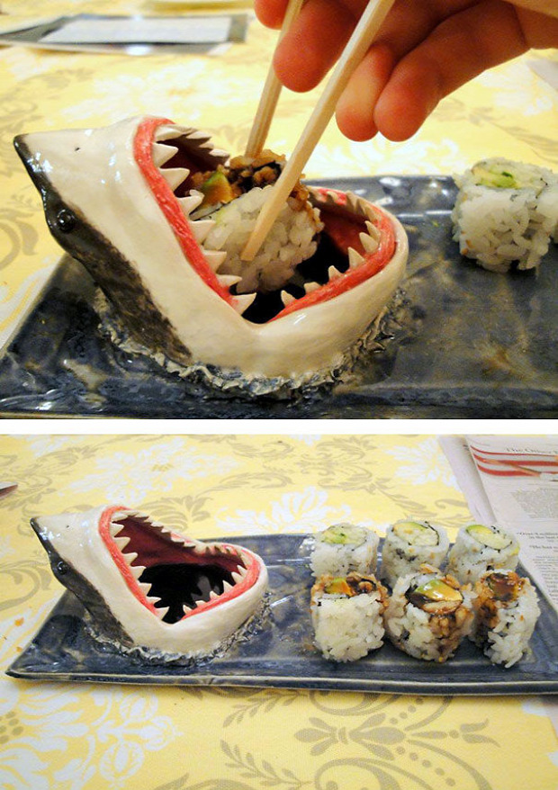 Hétvégi dizájn morbid cápa szusi tál
