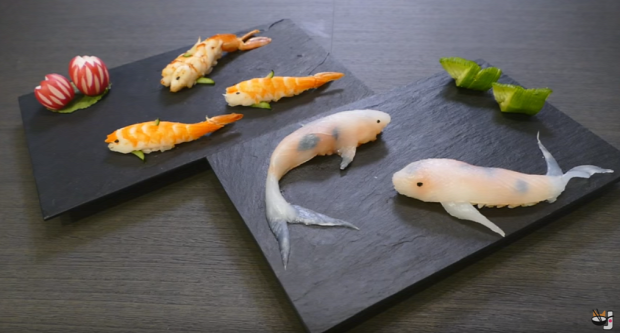 dizájn trükk szusi hal élő utánzat