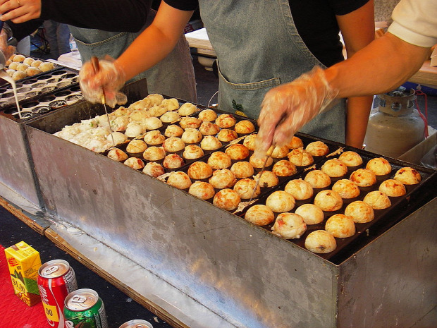 Street Food Japán tészta golyó labda takoyaki