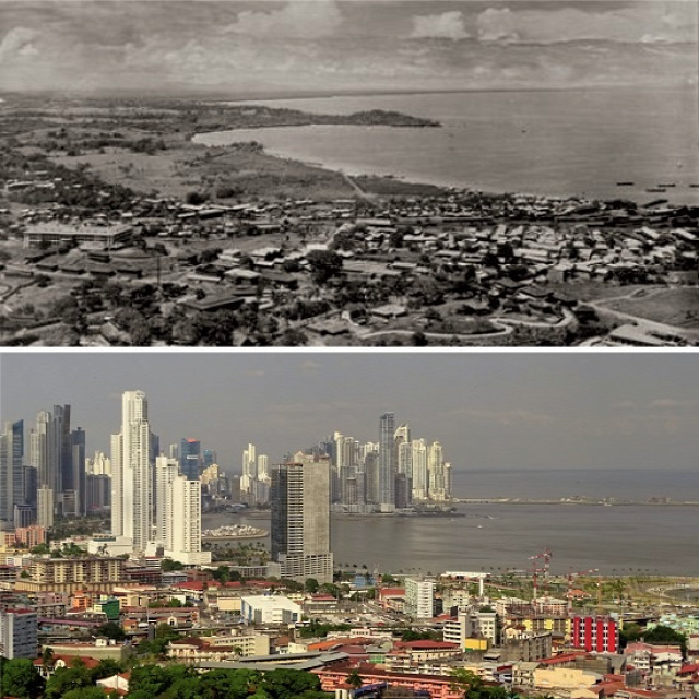 Panamaváros az 1960-as évek elején és 2015-ben