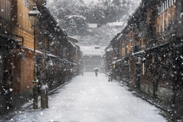 A világ érdekes Japán tél drón üdülőhely
