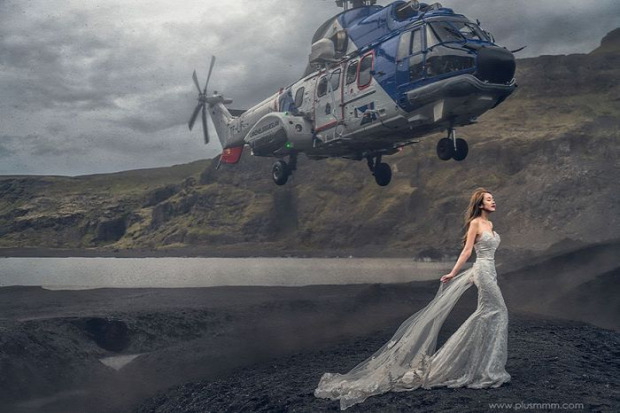 A világ érdekes esküvő fotó helikopter Izland