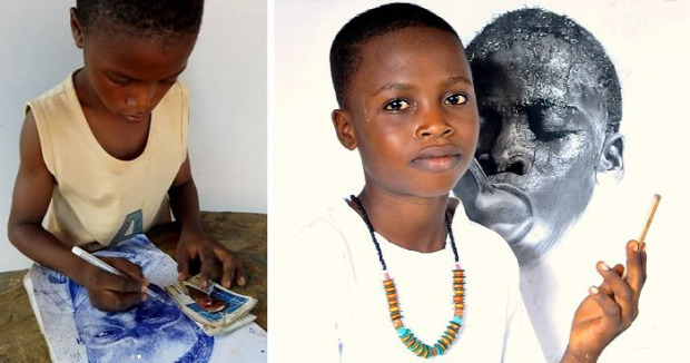 A világ érdekes Nigéria grafikus művész 11 éves hiperrealisztikus