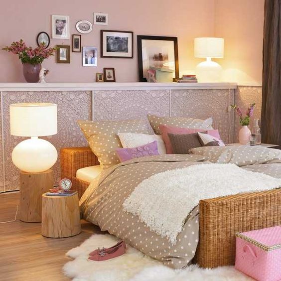 shabby chic romantikus stílus pink pasztell rózsaszín virtuális paletta színes falak hálószoba