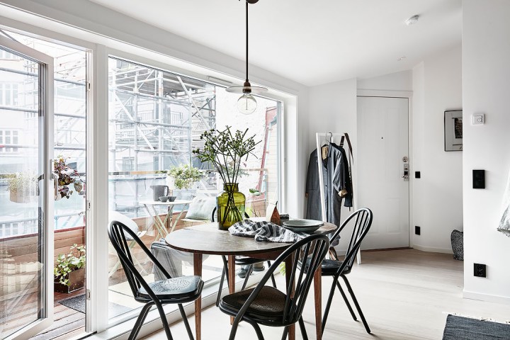 kis lakás skandináv stílus nagyvilág lakberendezés inspiráció penthouse terasz térkihasználás