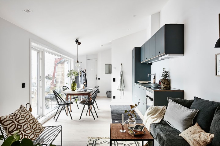 kis lakás skandináv stílus nagyvilág lakberendezés inspiráció penthouse terasz térkihasználás