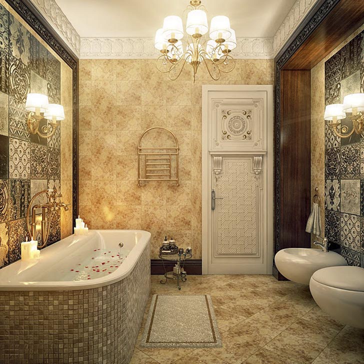 pezsgőszín elegancia luxus bézs fürdőszobák inspiráció