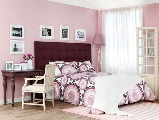 shabby chic romantikus stílus pink pasztell rózsaszín virtuális paletta színes falak hálószoba