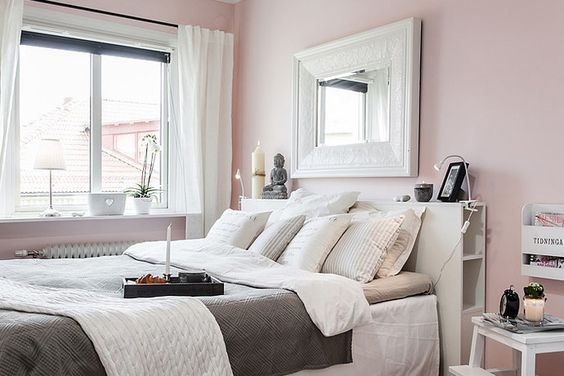 shabby chic romantikus stílus pink pasztell rózsaszín virtuális paletta színes falak hálószoba
