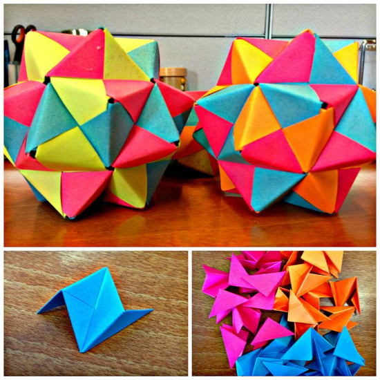 Post-It Origami Icosahedron. They impress friends and co-workers when displayed on your desk!