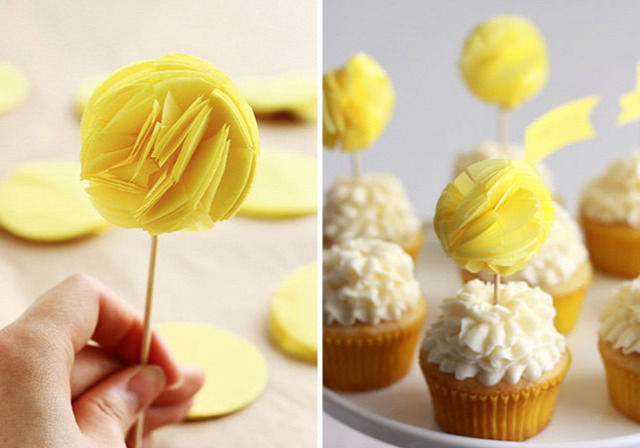 Pom Pom Cupcake Topper