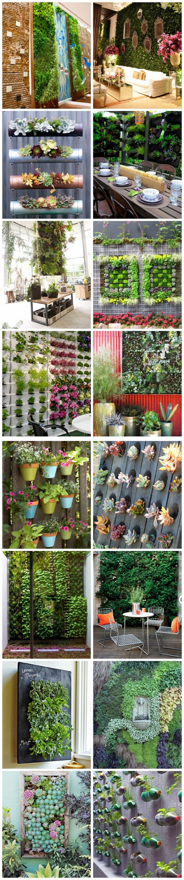 Boas ideias para jardibs verticais. Acho essa opção de jardim ótima para quem não tem muito espaço mas gostaria de um pouco de verde em casa.