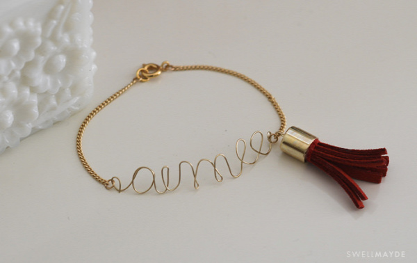 Wire Love / Name Bracelet with Tassel