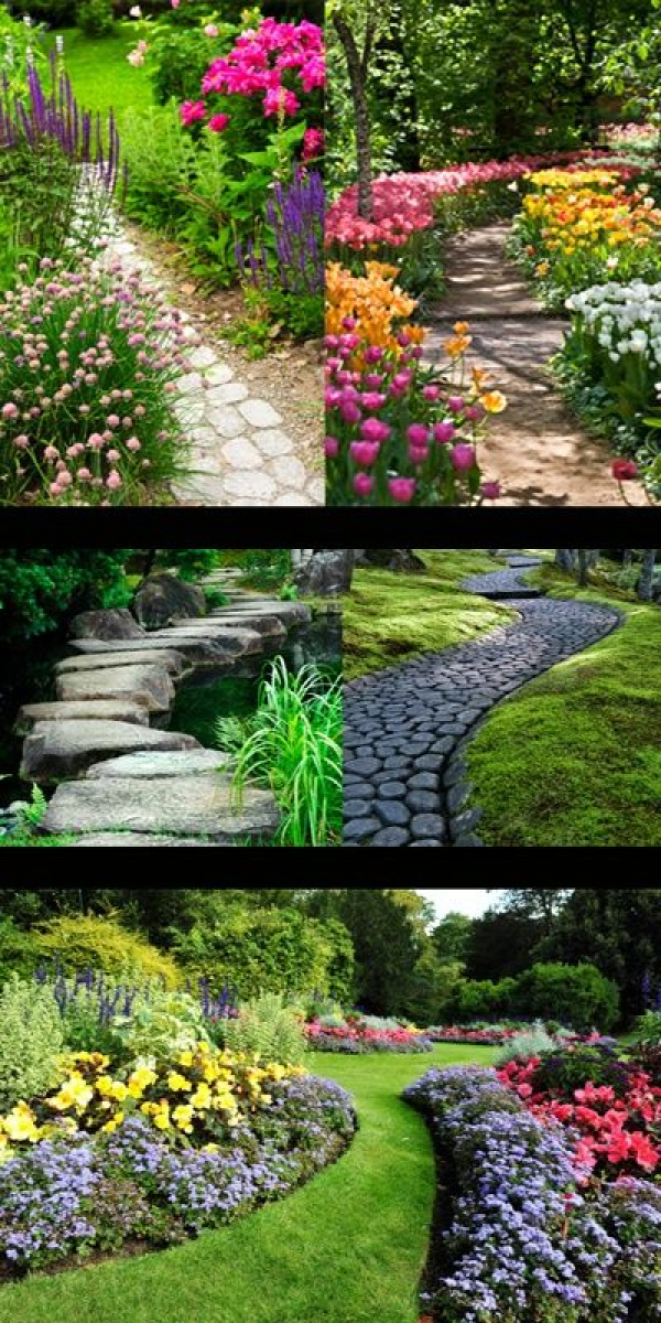Garden Design Ideas Love the whimsical paths created with stones or pieces of wood - takes you that fantasy forestland you only dream about❤️