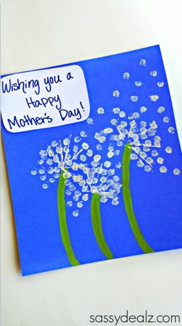 Q-Tip Dandelion Mother's Day Card for Kids to Make #kidscraft | http://www.sassydealz.com/2014/04/q-tip-dandelion-mothers-day-card-kids-make.html