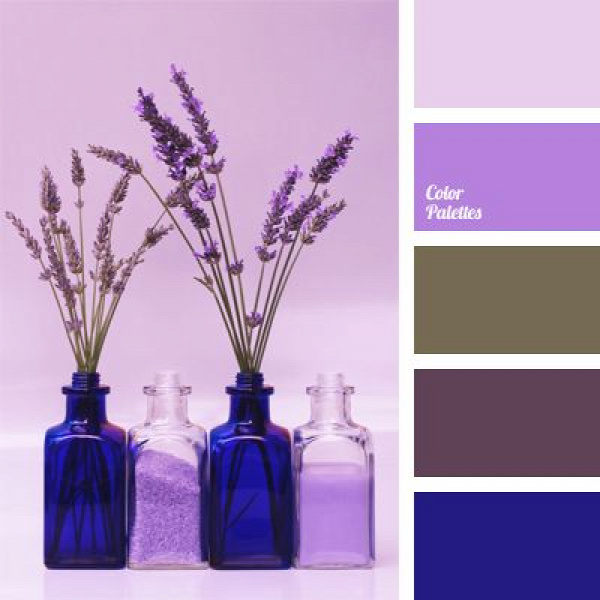 Another type of northern spring, this time with inclusions of gray-green – the color of flowering stalks of grass. Lavender, pale violet and lilac are complemented with electric blue. As in the previous case, the palette will bring light to the shaded first floors and can become a color scheme for a themed English or Scandinavian café.