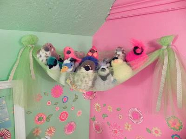 20+ Creative DIY Ways to Organize and Store Stuffed Animal Toys --&gt; A Fancy 'Bird's Nest'