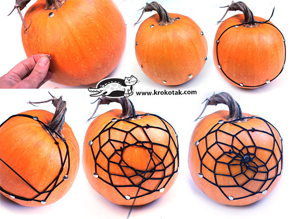 Quick decoration - spiderweb on a pumpkin