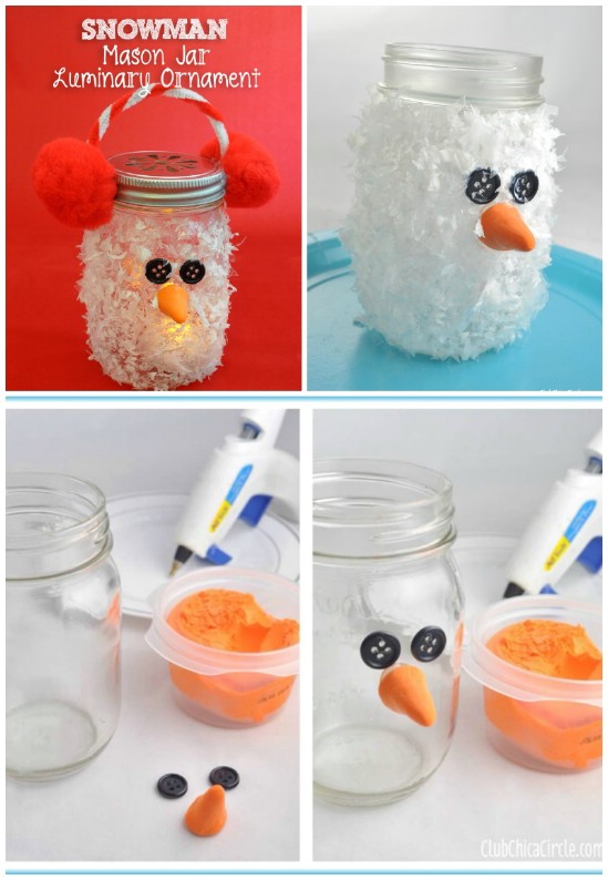 Snowman Luminary - 12 Magnificent Mason Jar Christmas Decorations You Can Make Yourself