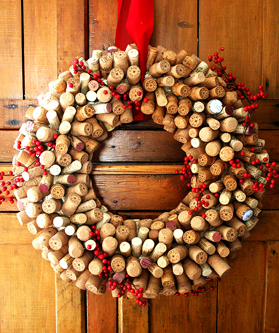 Unique christmas wreath ideas cork wreath cranberries