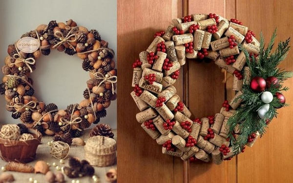 Christmas DIY wreath ideas cork wreaths christmas decorations