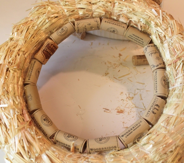 how to make a cork wreath instructions step 2 fisnish first layer