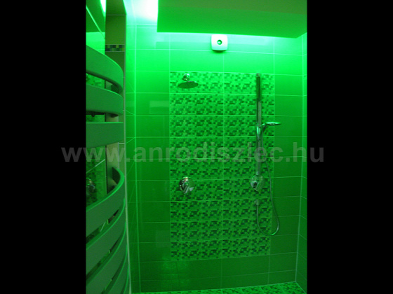A zuhanyzóba telepített zöld led szalag nyugtató élményt biztosít a tusolás közben! 