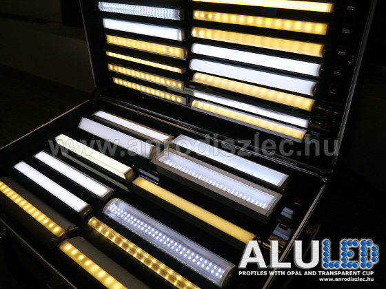 ALP Alu led profilok LED szalaggal. Forrás: www.anrodiszlec.hu