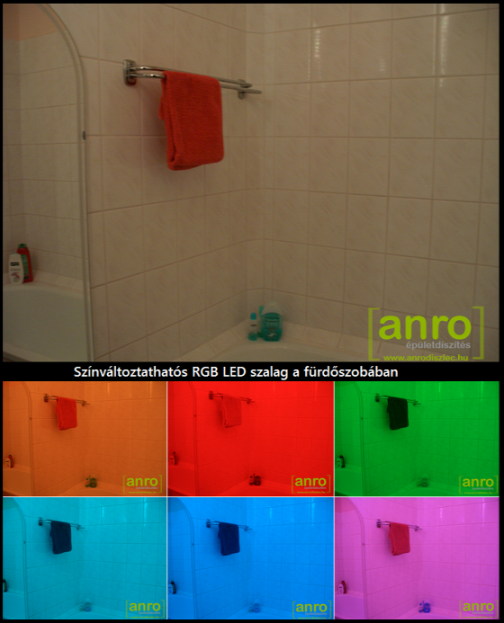 Színváltós RGB LED világítás a fürdőben