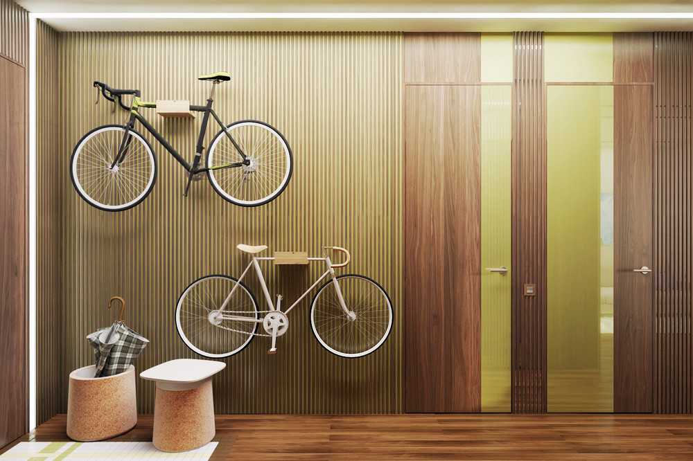 gyermekszoba hálószoba konyha modern nappali 3D terv bicikli erkély
