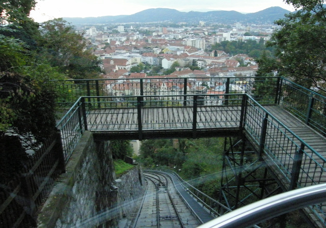 Ausztria Stájerország Graz sikló Schlossbergbahn