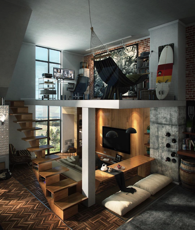 belsőépítészet lakberendezés galéria galériás lakás loft lakás egyterű lakás studio lakás garzon lakás otthon lakáspiac Magyarország ingatlanműhely