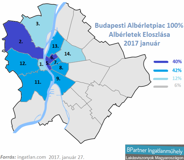 albérlet budapest térkép Budapesti Albérletpiac 2017   Ingatlanműhely albérlet budapest térkép