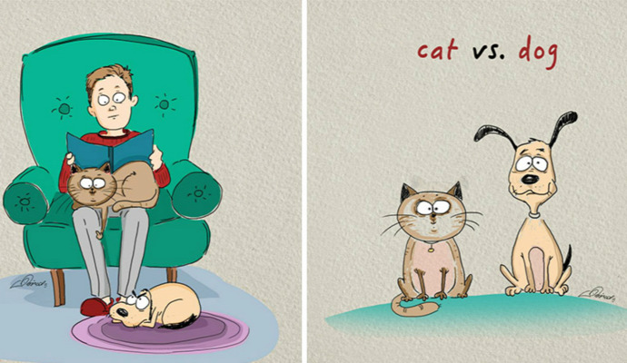 színes kiemelt macskák kutyák különbség illusztráció moszkvai