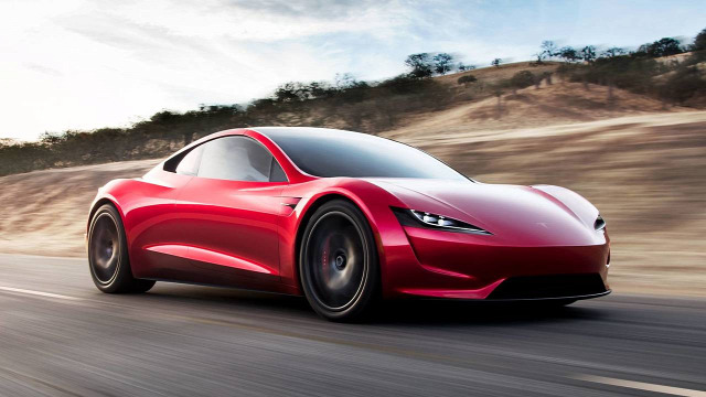 Tesla Roadster elektromos autó sprotkocsi kupé gyors rekord Bugatti Koenigsegg Forma-1
