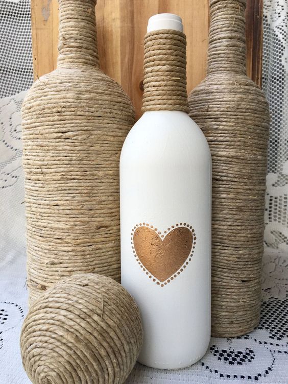 DIY ajándék olcsó könnyű kreatív ötletek recycle Valentin-nap virágtartó újrahasznosítás ünnepek spárga