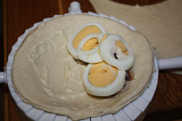 Recept tészta táska sonka tojás torma húsvét