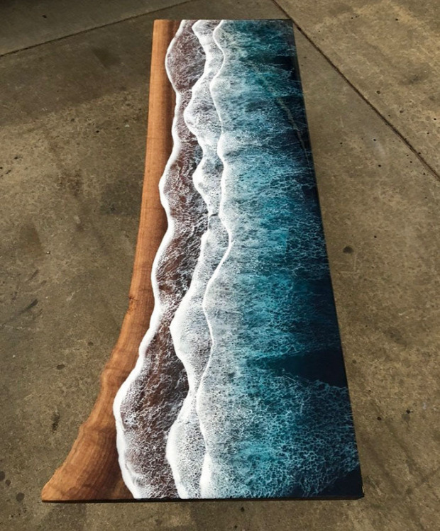 asztal fa műgyanta óceán