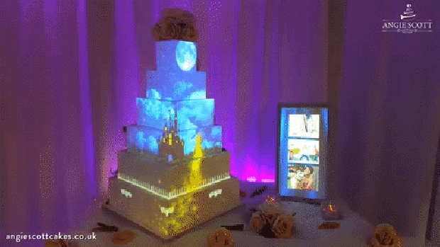 Hétvégi dizájn esküvő torta projektor