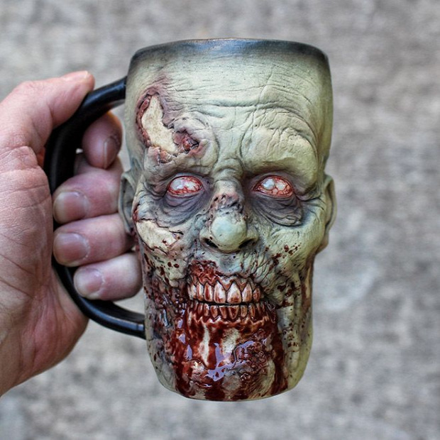 dizájn bögre kávés horror zombi