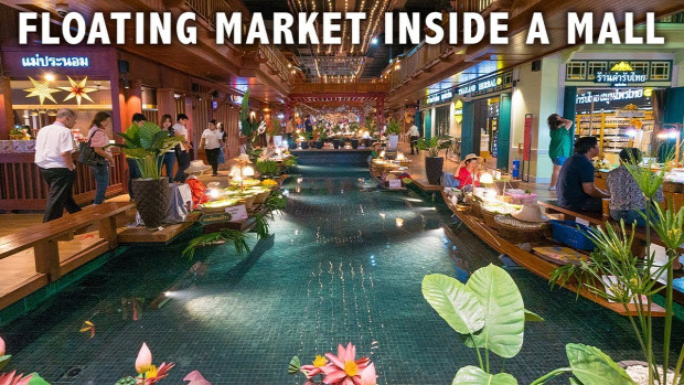 street food bangkok Thaiföld pláza csóna dzsunka beltér úszó