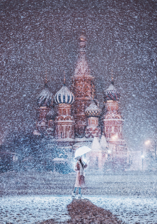 A világ érdekes hó hóesés  jég Moszkva Oroszország