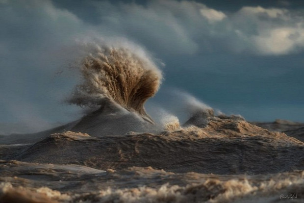 A világ érdekes Nagy-tavak Erie-tó vihar hullám