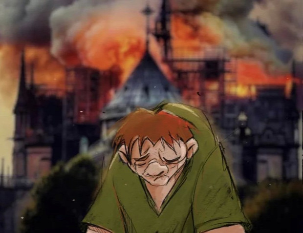 A világ érdekes művész tisztelgés tűz Notre Dame Párizs székesegyház