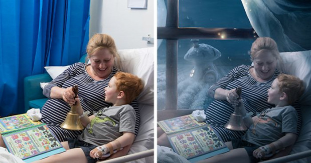 A világ érdekes karácsony kórház gyerek rák Photoshop fotó