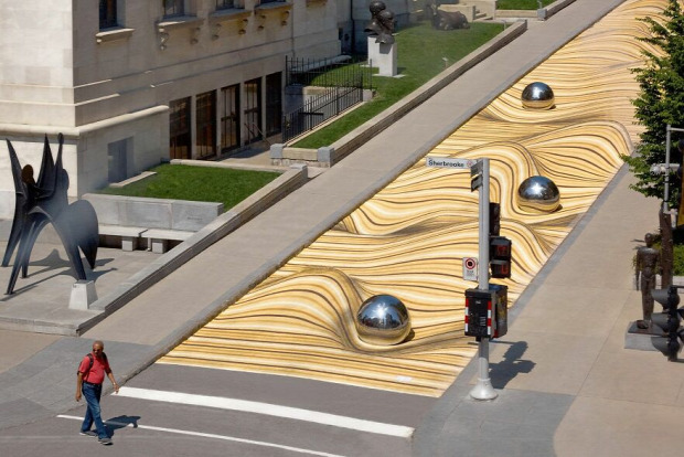 Montreál utca optikai illúzió festés