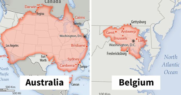 A világ érdekes ország méret összehasonlítás