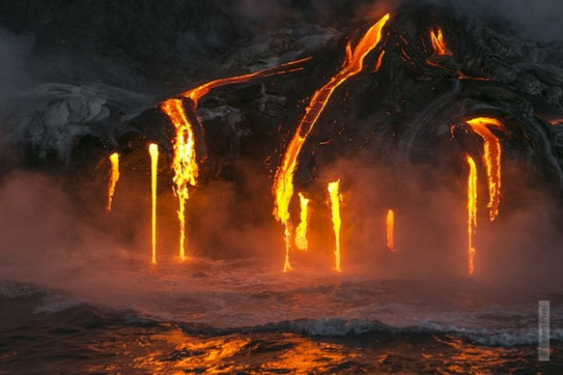 A világ érdekes Hawaii vulkán óceán Kileuea kajak
