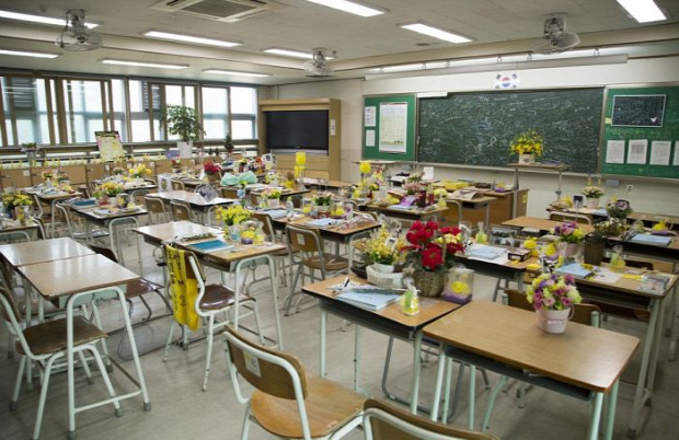 Dél-Korea komp baleset középiskola diákok tanterem üres
