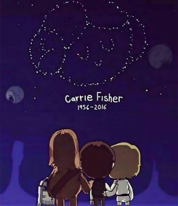 A világ érdekes Carrie Fisher búcsú művészek